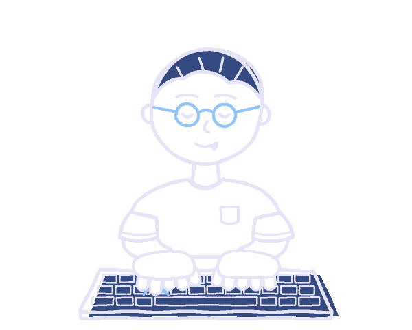 Hand-drawn illustration of an analyst typing on a keyboard